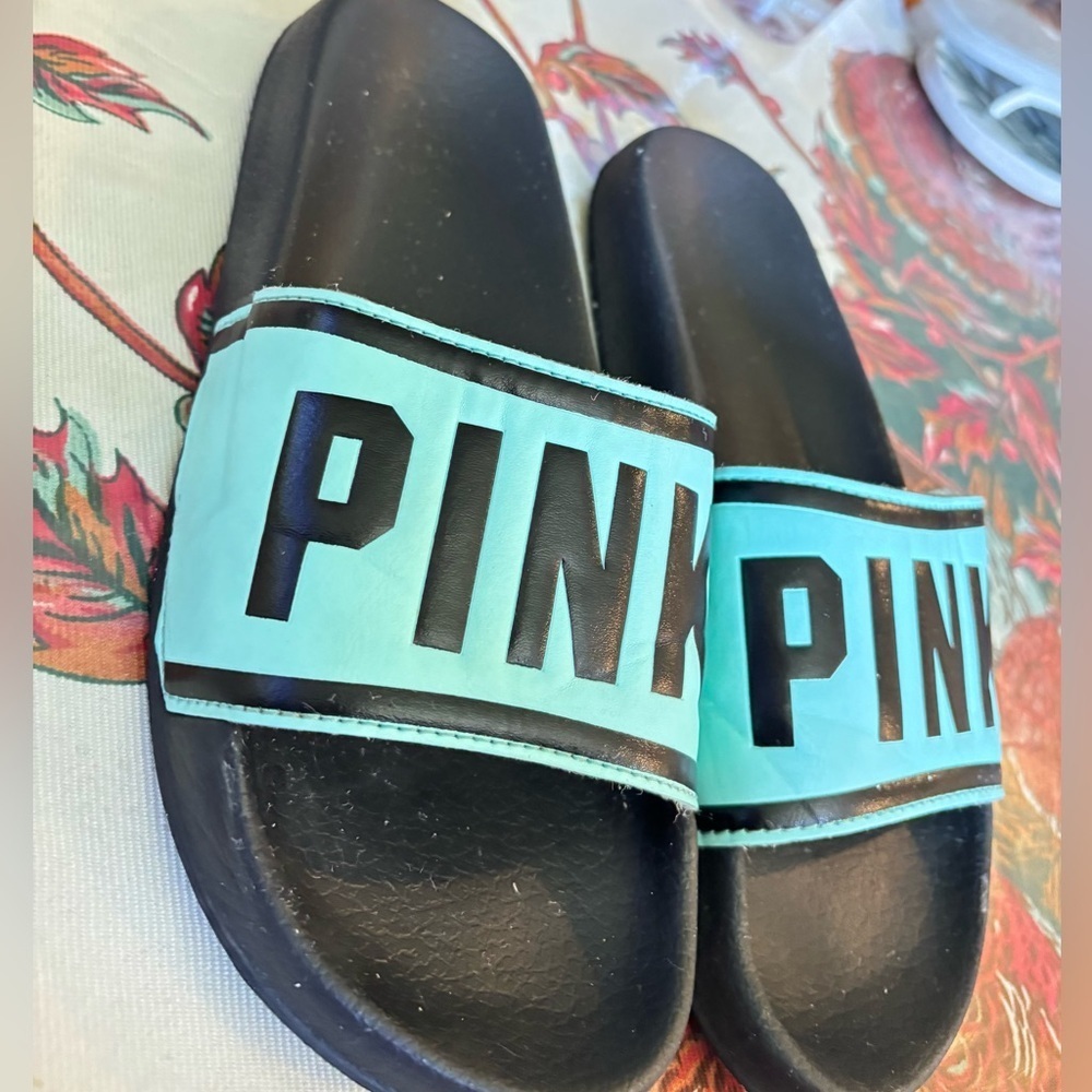 Victoria's Secret Pink Womens Slides Slip On Sandals Slippers Flip Flops